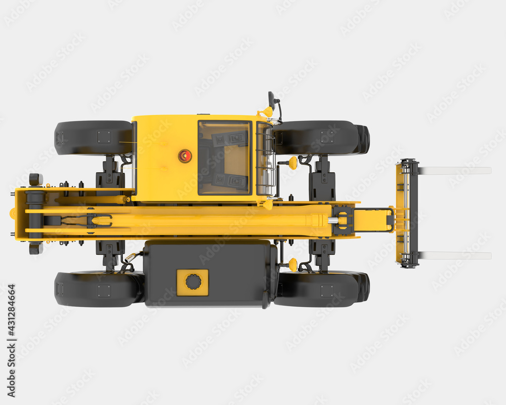 Poster telehandler isolated on background. 3d rendering - illustration