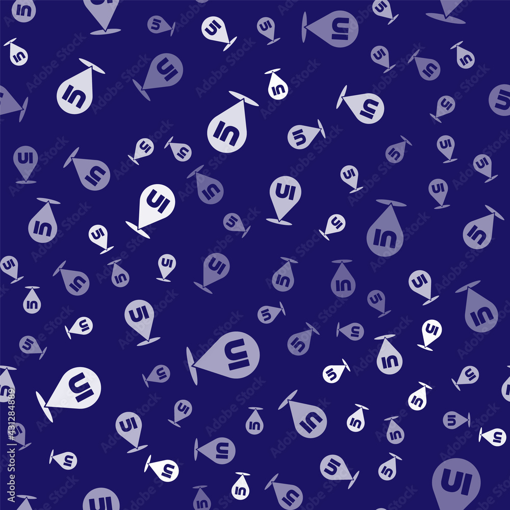 Poster white ui or ux design icon isolated seamless pattern on blue background. vector