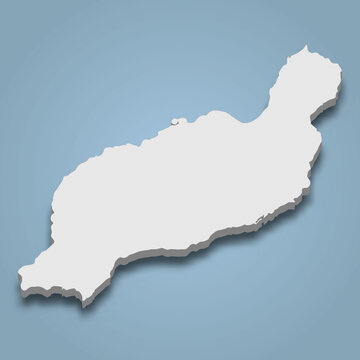 3d isometric map of Lanzarote is an island in Canary Islands