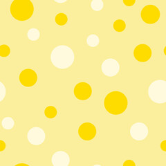 Yellow and white circles seamless repeat pattern design. Beautiful vector illustration perfect for fabric, scrapbooks, wall paper, wrapping paper, home decor, products, packaging, gifts and projects.