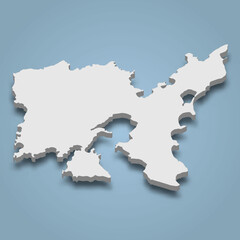 3d isometric map of Lemnos is an island in Greece