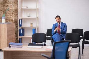 Young businessman making presentation during pandemic