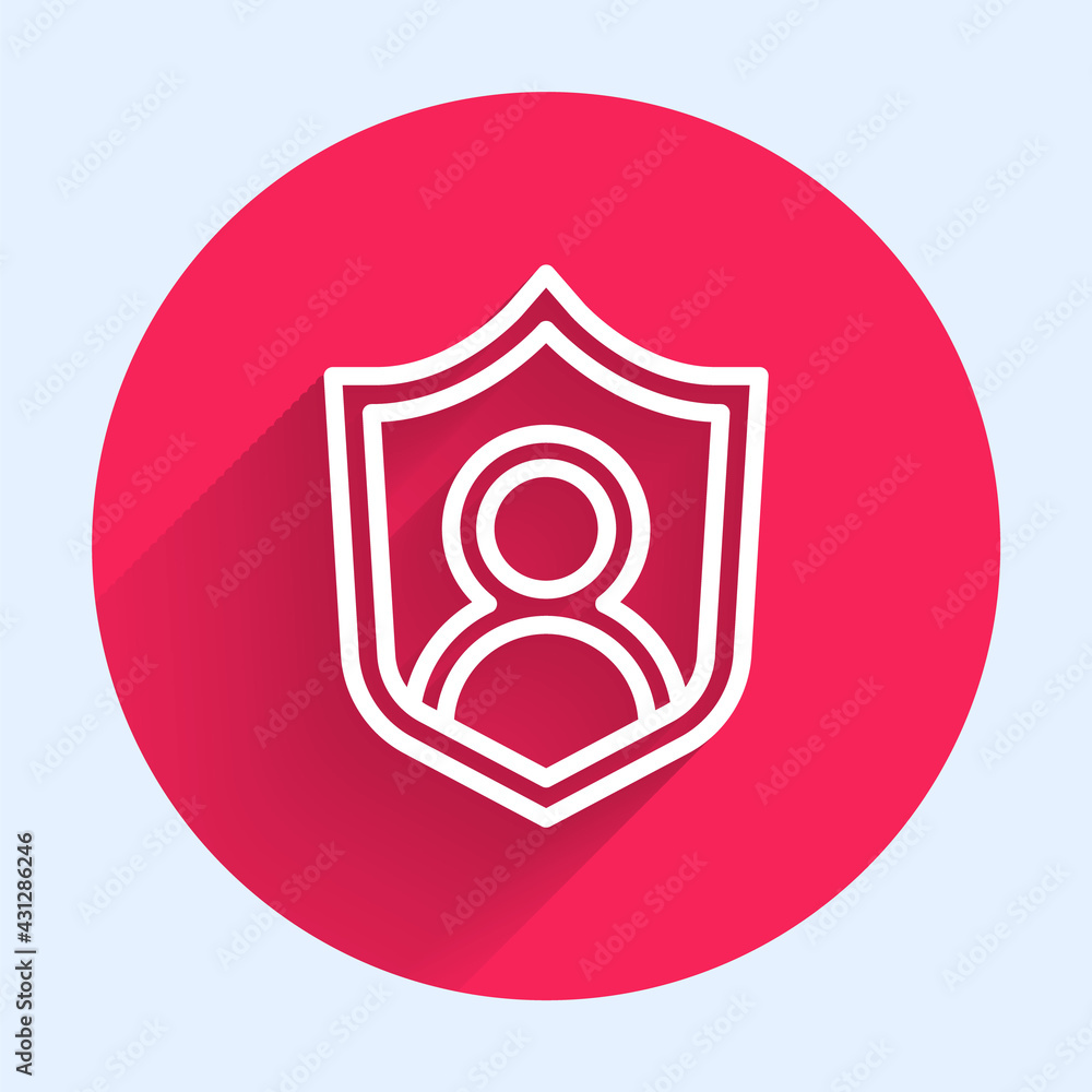Poster white line user protection icon isolated with long shadow. secure user login, password protected, pe