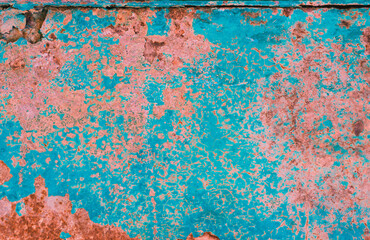 The texture of the old turquoise paint
