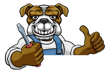 Bulldog Electrician Handyman Holding Screwdriver