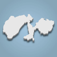 3d isometric map of Peleng is an island in Indonesia