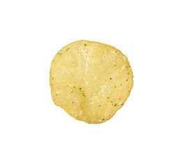 Tasty crispy potato chip isolated on white