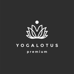 Beauty Vector lotus yoga design logo Template icon on black background