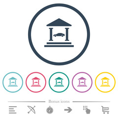 Car loan flat color icons in round outlines