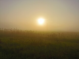 misty morning sunrise