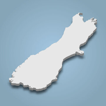 3d Isometric Map Of South Island Is An Island In New Zealand