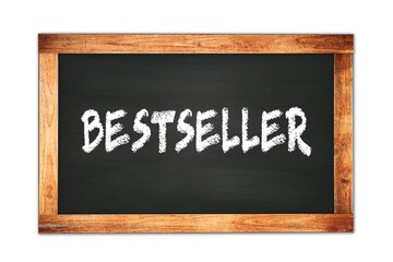 Fototapeta premium BESTSELLER text written on wooden frame school blackboard.