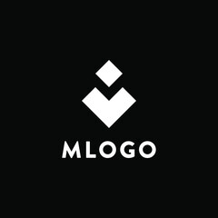 M Negative Space Letter Logo in Diamond Shape EPS Vector