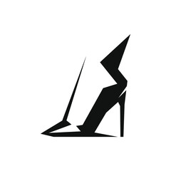 Black high heel shoe symbol on white backdrop. Design element