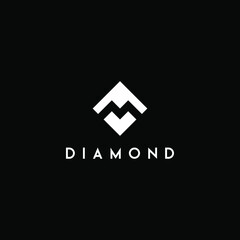 M Negative Space Letter Logo in Diamond Shape EPS Vector
