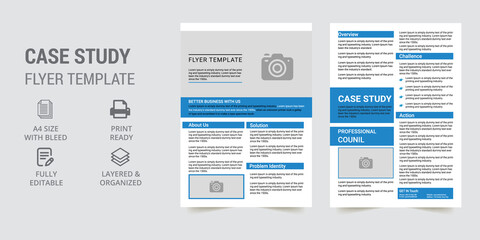 Case Study Template. Colorful booklet design. Corporate Modern Business Double Side Flyer Template.