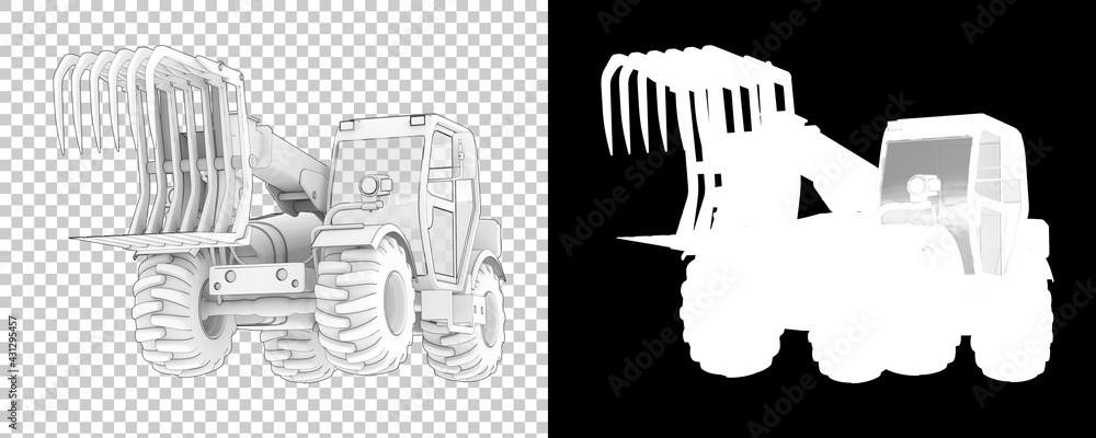 Poster forest machine isolated on background with mask. 3d rendering - illustration