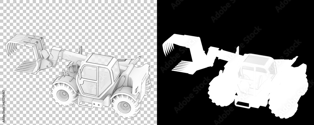 Poster forest machine isolated on background with mask. 3d rendering - illustration