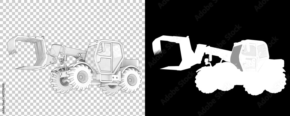 Poster forest machine isolated on background with mask. 3d rendering - illustration