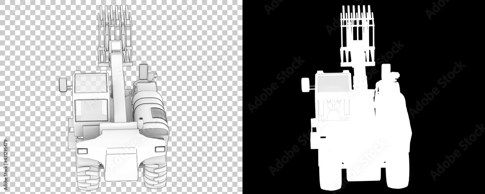Poster forest machine isolated on background with mask. 3d rendering - illustration