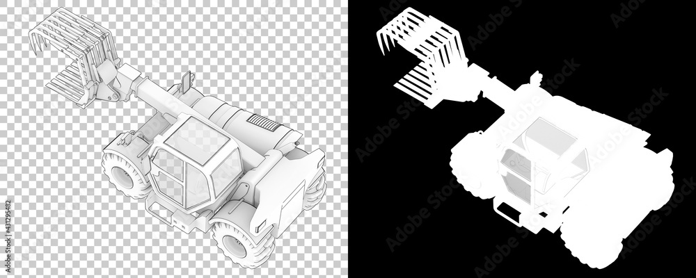 Poster forest machine isolated on background with mask. 3d rendering - illustration