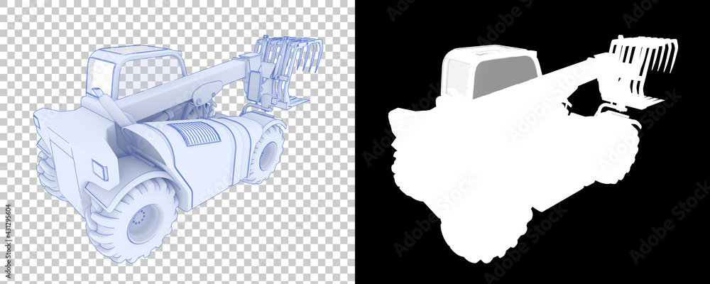 Poster forest machine isolated on background with mask. 3d rendering - illustration