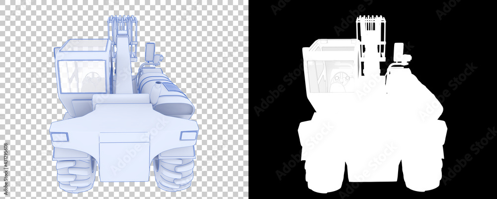 Poster forest machine isolated on background with mask. 3d rendering - illustration