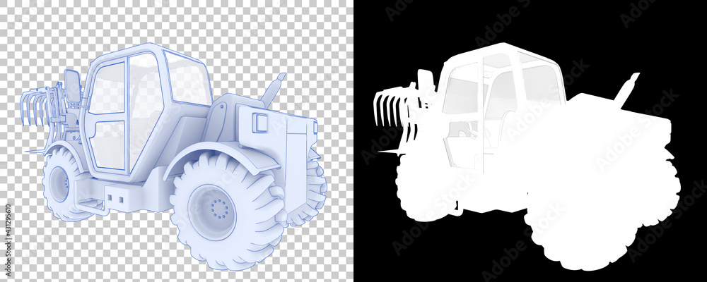 Poster forest machine isolated on background with mask. 3d rendering - illustration