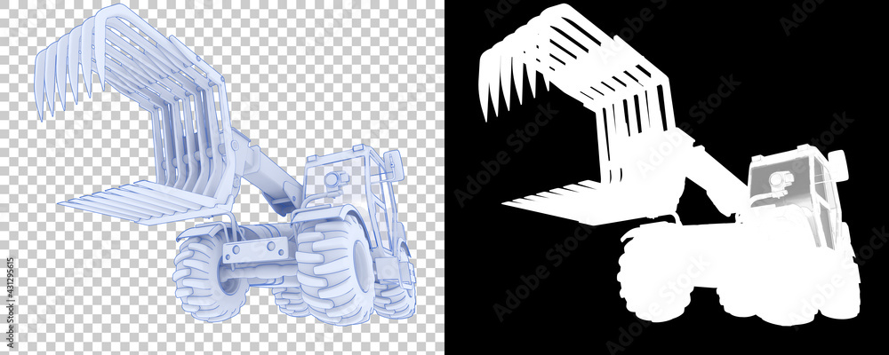 Poster forest machine isolated on background with mask. 3d rendering - illustration