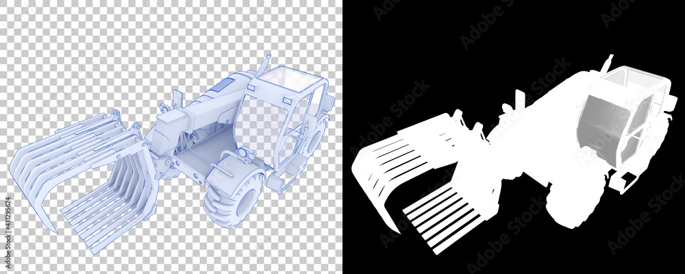 Poster forest machine isolated on background with mask. 3d rendering - illustration