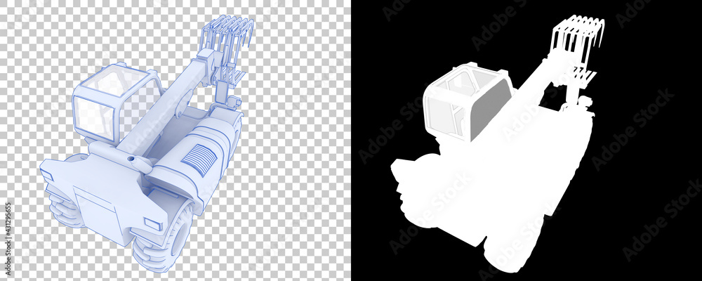 Poster forest machine isolated on background with mask. 3d rendering - illustration