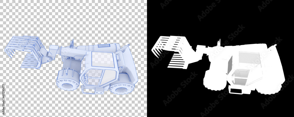 Poster forest machine isolated on background with mask. 3d rendering - illustration