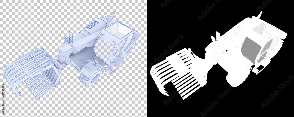 Poster forest machine isolated on background with mask. 3d rendering - illustration