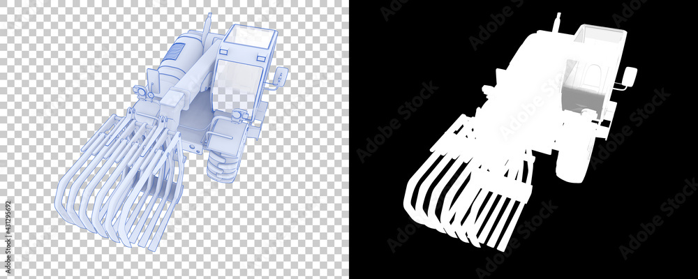Poster forest machine isolated on background with mask. 3d rendering - illustration