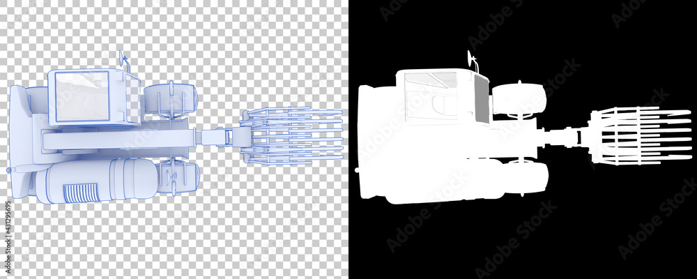 Poster forest machine isolated on background with mask. 3d rendering - illustration