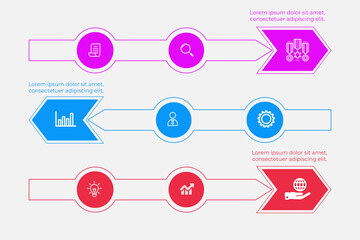 Business process. Gradient step by step. Vector business template for presentation. Business process