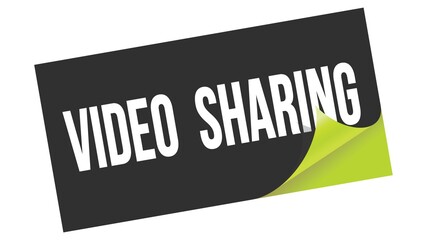 VIDEO  SHARING text on black green sticker stamp.