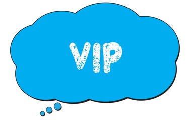 VIP text written on a blue thought bubble.