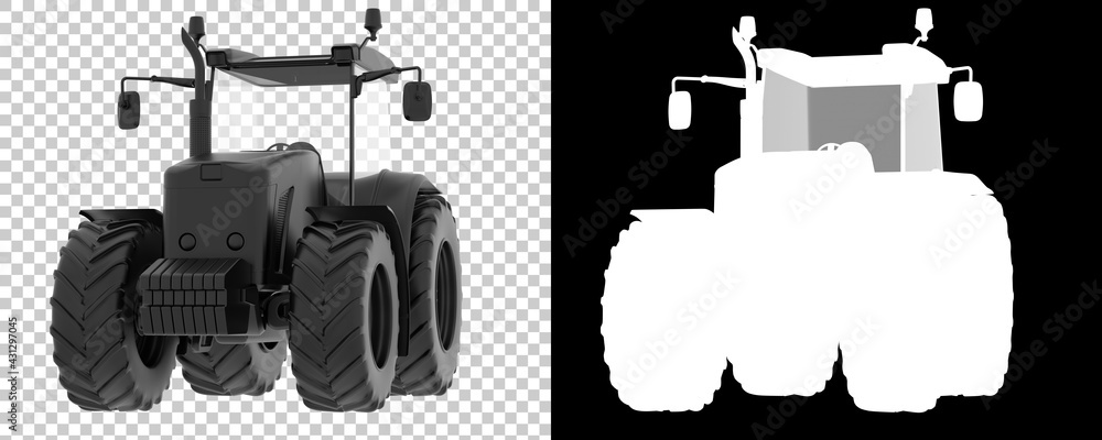 Poster big tractor isolated on background with mask. 3d rendering - illustration