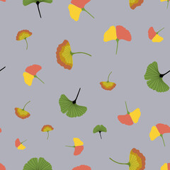 Obraz premium ginkgo leaf vector repeat pattern