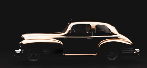 Zelfklevend Fotobehang Classic retro car on black. Vintage © Photocreo Bednarek