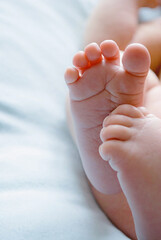 Close up of the heel of a newborn baby