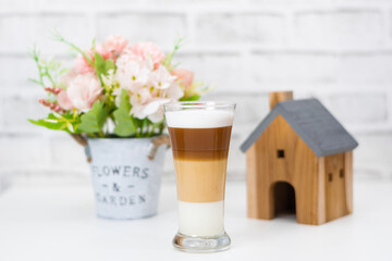 Coffee latte milk froth the hot drink