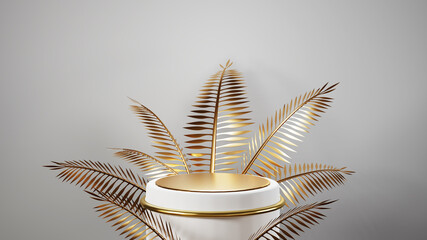 Minimal luxury white design Cylinder box podium in white concrete wall background. Display scene stage platform showcase, product, presentation, cosmetic. 3D render