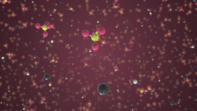 Barium sulfate molecule. Molecular model. Looping seamless 3d animation