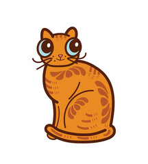Orange sitting smile cat, save the animals  illustration
