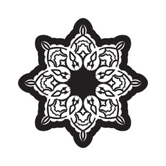 Circular ornament, filled silhouette. Good for menus, prints and postcards. Isolated on white background.