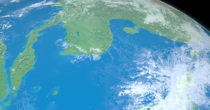 Gulf of Thailand in planet earth, aerial view from outer space