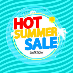 Fototapeta na wymiar Summer Sale, poster design template, discount banner, vector illustration