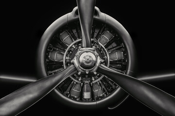 low key picture of an aircraft radial engine
